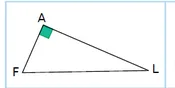 Triangle AFL rectangle en A Triangle AFL rectangle en A avec un angle droit marqué en vert au sommet A — exercice de maths en 4ème sur le théorème de Pythagore