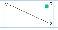 Triangle VDZ rectangle en D Triangle VDZ rectangle en D avec un angle droit marqué en vert au sommet D — exercice de maths en 4ème sur le théorème de Pythagore