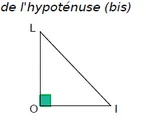 Triangle LOI rectangle en O Triangle LOI rectangle en O avec LO = 21 cm et OI = 20 cm pour calculer l’hypoténuse LI — exercice de maths en 4ème sur le théorème de Pythagore