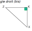 Triangle KXZ rectangle en K Triangle KXZ rectangle en K avec KX = 6,5 cm et ZX = 9,7 cm pour calculer le côté KZ — exercice de maths en 4ème sur le théorème de Pythagore